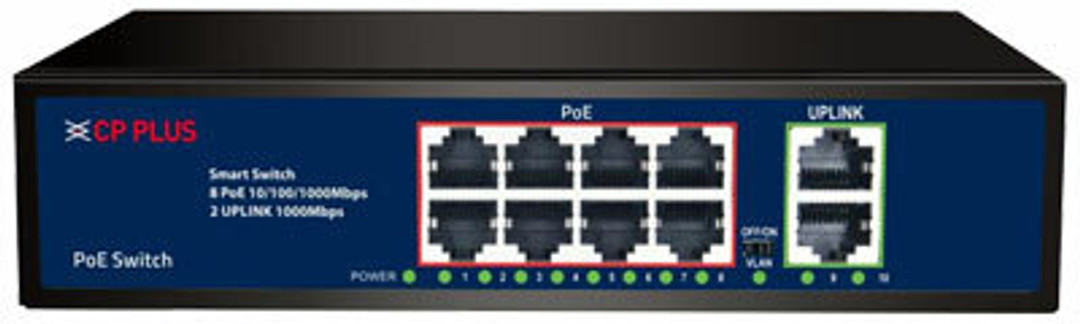 CP PLUS 8 Port Poe 2 Port UpLink 8 Ports 100 Mbps Unmanaged Network Switch  (Black)