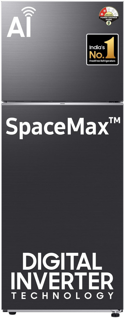 Samsung 415 L Frost Free Double Door 2 Star Refrigerator (Black caviar matt/pet, RT45CG662BB1TL)