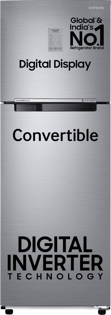 Samsung 256 L Frost Free Double Door 2 Star Convertible Refrigerator with Digital Inverter and Display (Refined Inox, RT30C3742S9/HL)