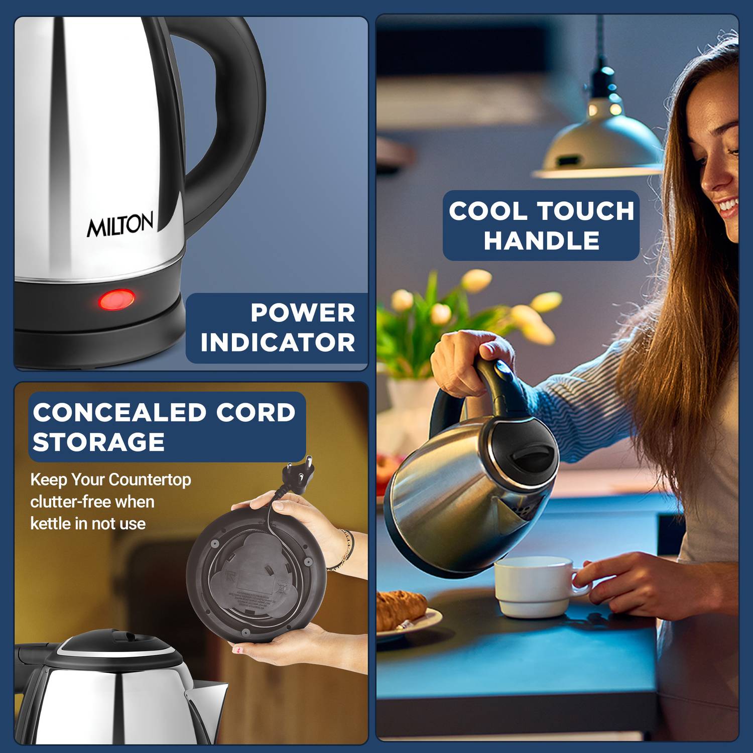 ELECTRO Electric Kettle (1.5 L, Silver)