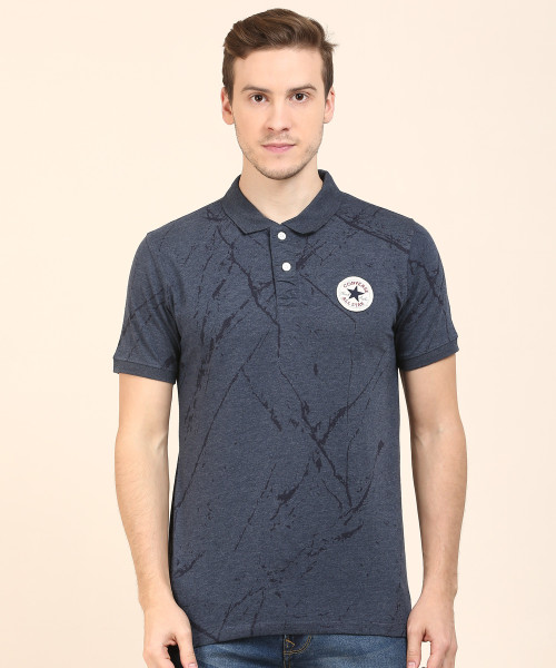 Price History of Converse Printed Men Polo Neck Blue T-Shirt