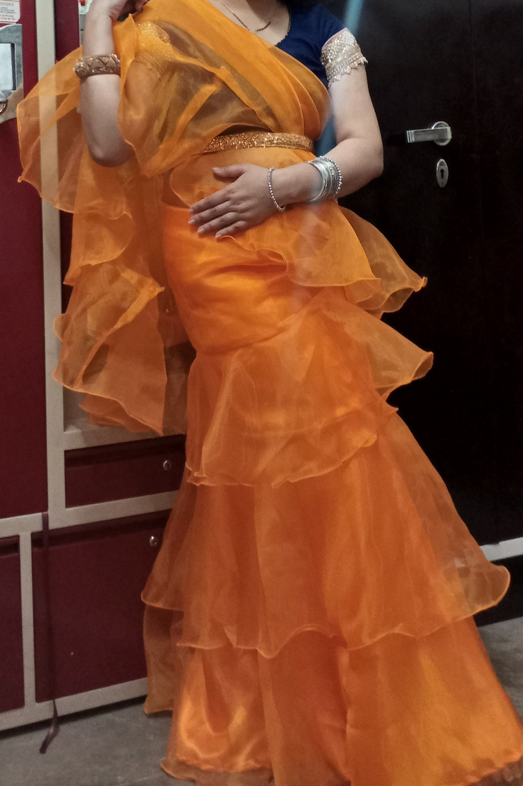 Buy Feshomania Solid Plain Bollywood Organza Yellow Sarees Online Best Price In India Flipkart