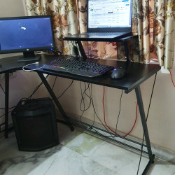 Computer table with printer deals and speakers stand