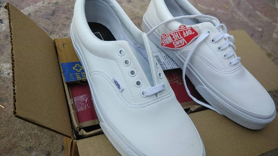 Vans era white leather on sale