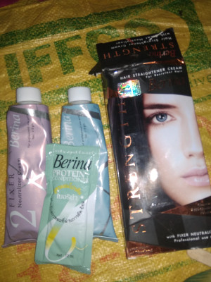 Berina Hair Straightener Cream With Fixer Neutralizer For