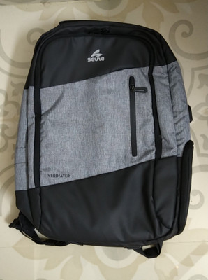 seute 15.6 inch Laptop Backpack Grey Black Price in India