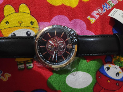48mm flynn automatic hotsell black leather watch