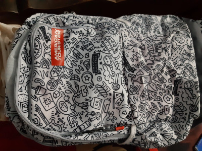 American tourister back to school backpack doodle 02 grey graffiti discount