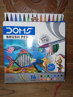 DOMS BRUSH PEN 14 SHADE INCLUDES 1 SILVER & 1 GOLD - marker  highlighter