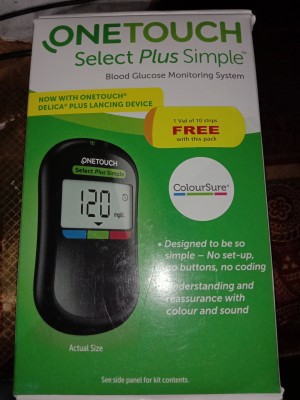 OneTouch Select Plus Simple Glucometer (Free 10 strips + Lancing Device +  10 Lancets), 1 Kit Price, Uses, Side Effects, Composition - Apollo Pharmacy