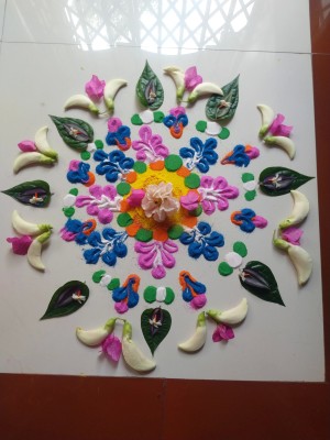 Rangoli Powder Colors Bottles Design Creativity Diwali Floor