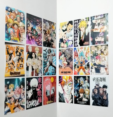 Thepaper9store Anime posters, Set of 18 Mix Anime poster,Self Adhesive,Size  (8.3×11.9 Inches),Glossy Finish,Unframed