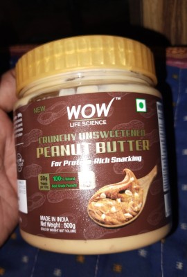 Buy Wow Life Science Crunchy Unsweetened Peanut Butter Online at Best Price