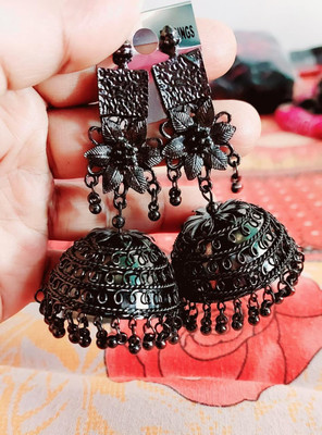 Flipkart Buy Samridhi DC Fancy designer Black Metal Oxidised Silver Jhumka for Women Girls Alloy Jhumki Earring Drops Danglers Hoop Earring Online at Best Prices in India