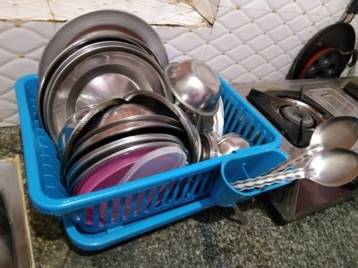 Buy Floraware 3 in 1 Large Pink Plastic Sink Dish Rack Drainer Tray 31x43.5  cm Online at Best Prices in India - JioMart.
