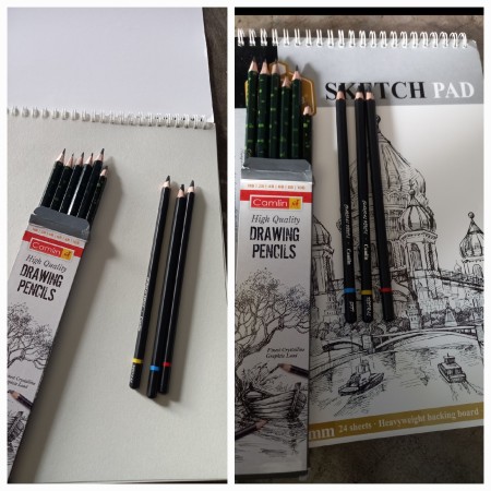 SKYGOLD KS ARTISTS SKETCH PAD A4 SIZE FOR DRAWING WITH  CAMLIN DRAWING & CHARCOAL PENCIL SET COMBO SKETCHING KIT FOR ARTISTS -  SKETCHING KIT