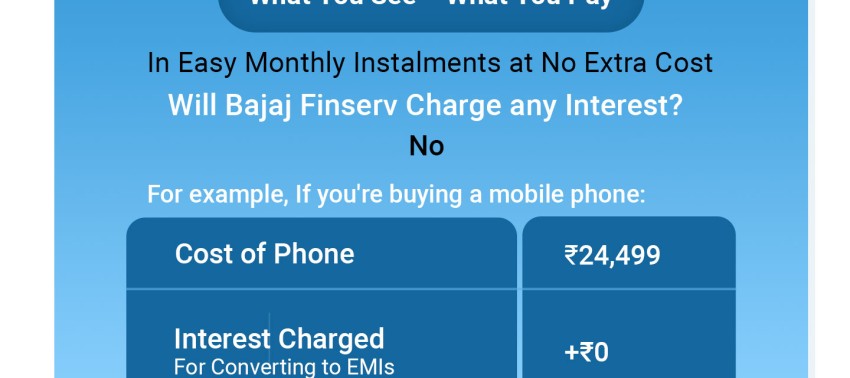 Bajaj Finserv BFL No Cost EMI Offers Flipkart