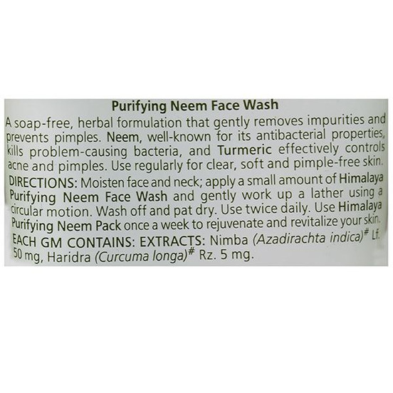 Himalaya purifying neem hotsell face wash ingredients