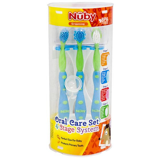 Buy Nuby Grooming Oral Care Set 4 Stage System Blue 0m 757 Pack