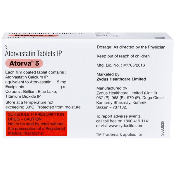 Buy Atorva 5 mg Tablet 15 Tab Online Flipkart Health