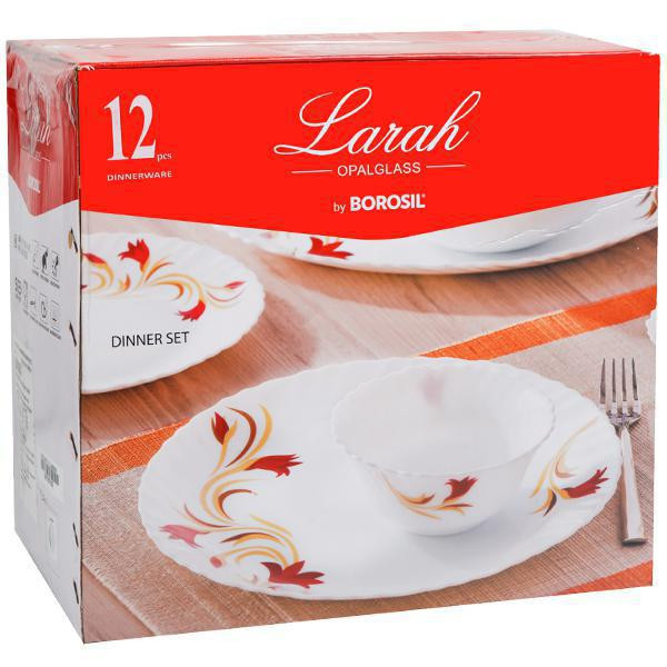 Buy Larah Opalglass Borosil Dinner Set Red Lily Pack Of 12 Online Flipkart Health
