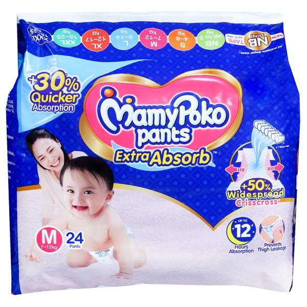 MamyPoko Pants Extra Absorb Diapers M 7 12 kg Pack Of 24