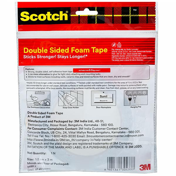 Buy Scotch Double Sided Foam Tape 1.2 cm x 3 m Online Flipkart