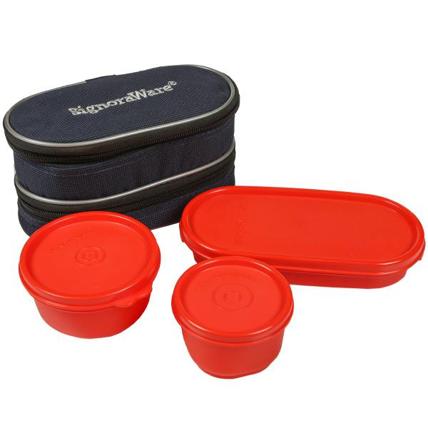 Buy Signoraware Double Decker Lunch Box With Bag Red Online