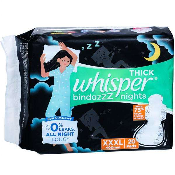 Buy Whisper Bindazzz Nights Thick XXXL with Wings Sanitary Pads
