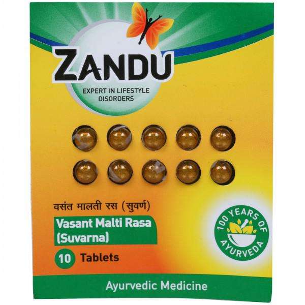 Buy Zandu Vasant Malti Rasa Suvarna 10 Tablets Online | Flipkart Health+  (SastaSundar)