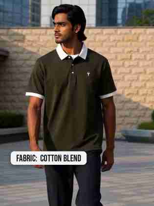 vdlooks Men Dark Green Polo Neck T-Shirt - Image 3
