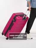 ARISTOCRAT Hard Body Set of 3 Luggage 8 Wheels - Olympus 3 (Small 55cm | Medium 66cm | Large 77cm) - Trolley Bag - Pink
