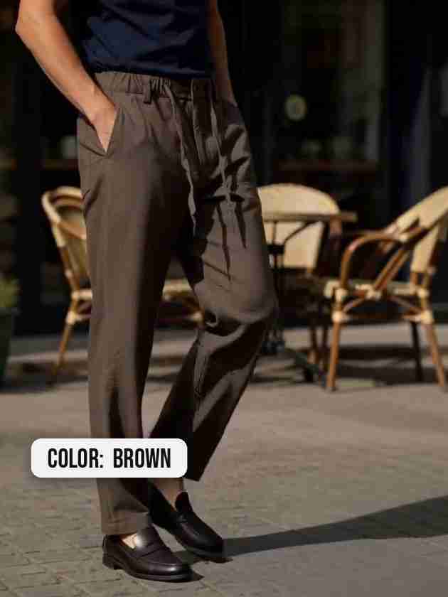 INDICLUB Men Brown Linen Blend Trousers - Image 3