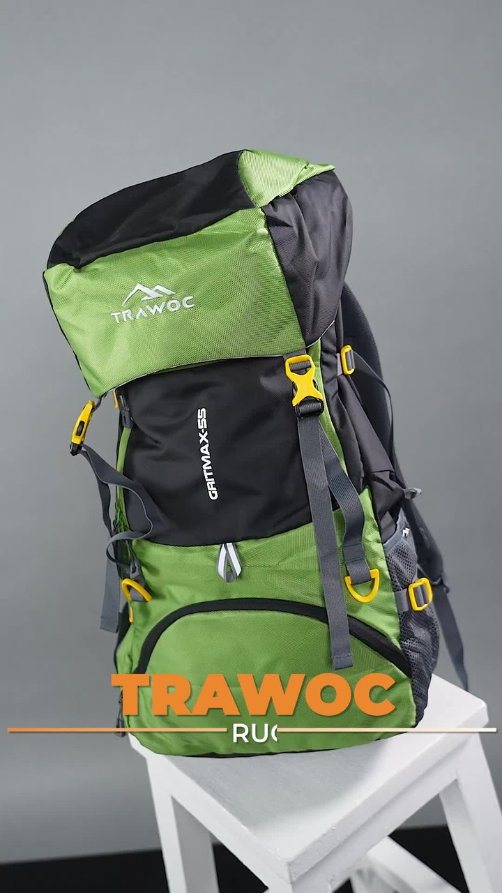 TRAWOC GRITMAX 55L Travel Backpack Front & Top Open for Hiking