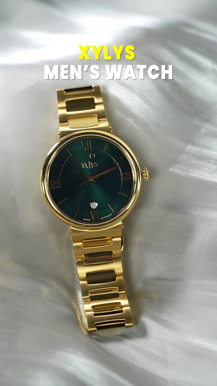 XYLYS Xylys Quartz with Date Green Dial Golden Stainless Steel