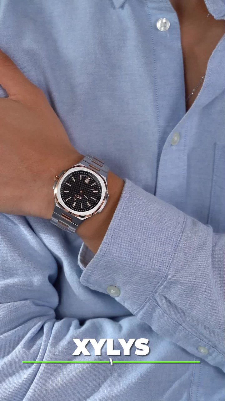 XYLYS Xylys SwiStainless Steel Black Dial TwoToned Stainless Steel