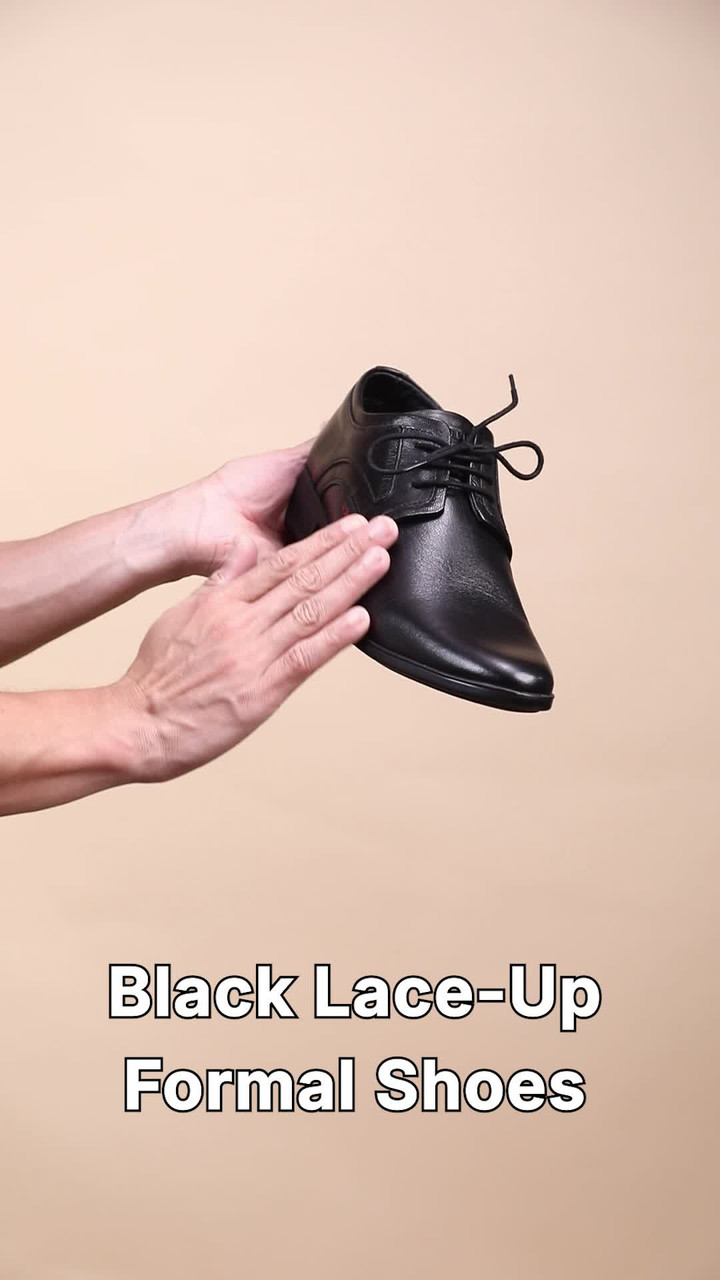 RED CHIEF Genuine Leather Formal Derby Shoes for Men Black RC3496