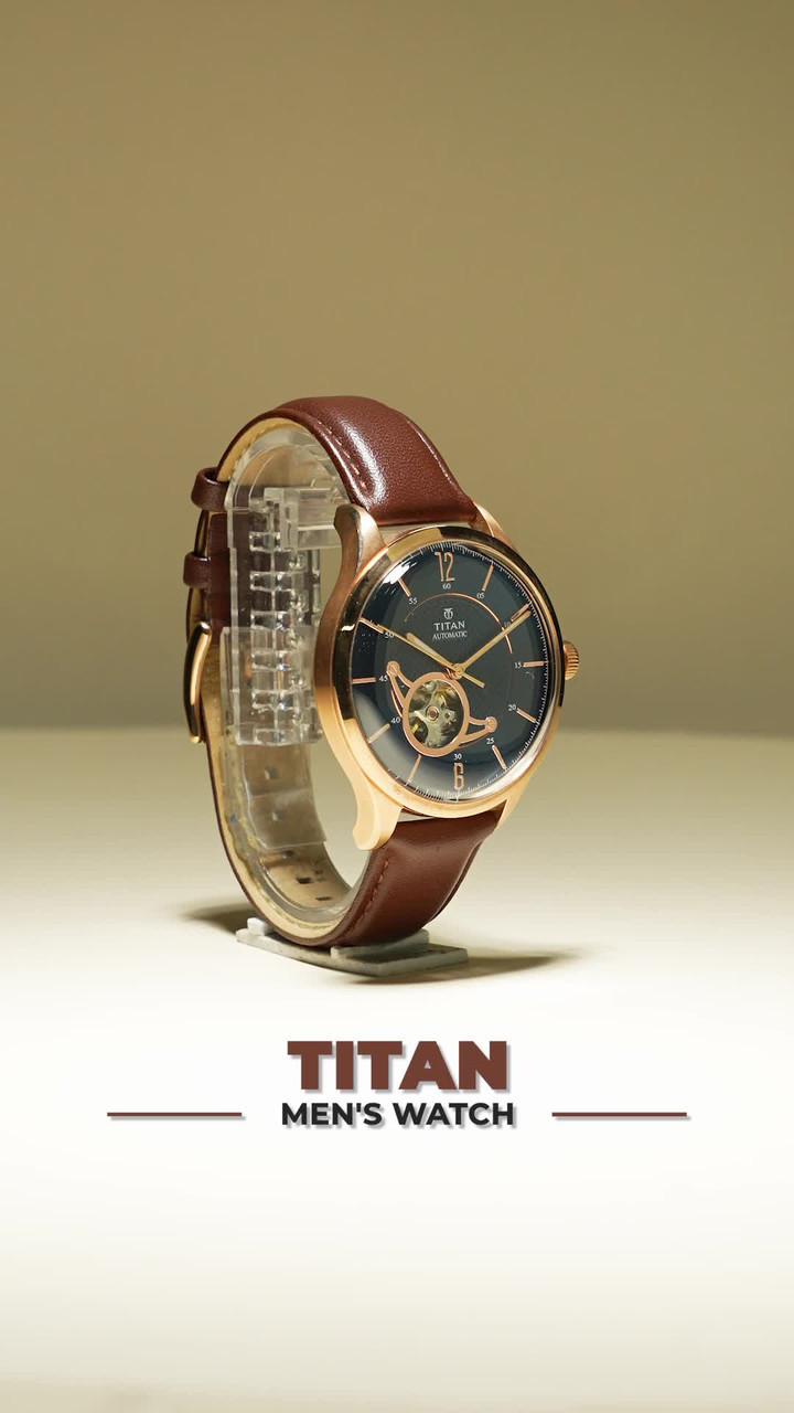 Titan NQ90111WL01 Titan Automatic Blue Dial Brown Leather Strap