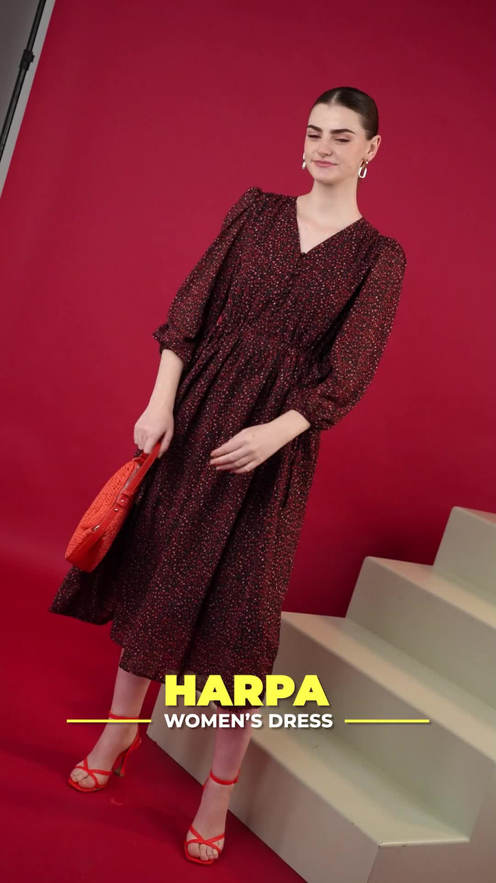 HARPA Women A-line Black, Red Midi/Calf Length Dress - Buy HARPA Women A- line Black, Red Midi/Calf Length Dress Online at Best Prices in India |  Flipkart.com