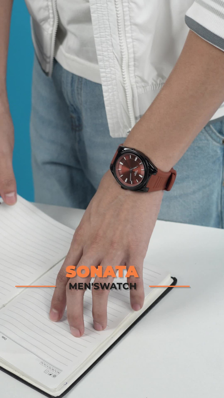 SONATA Poze 7 Sonata Poze 7 Orange Dial Orange Silicone Strap