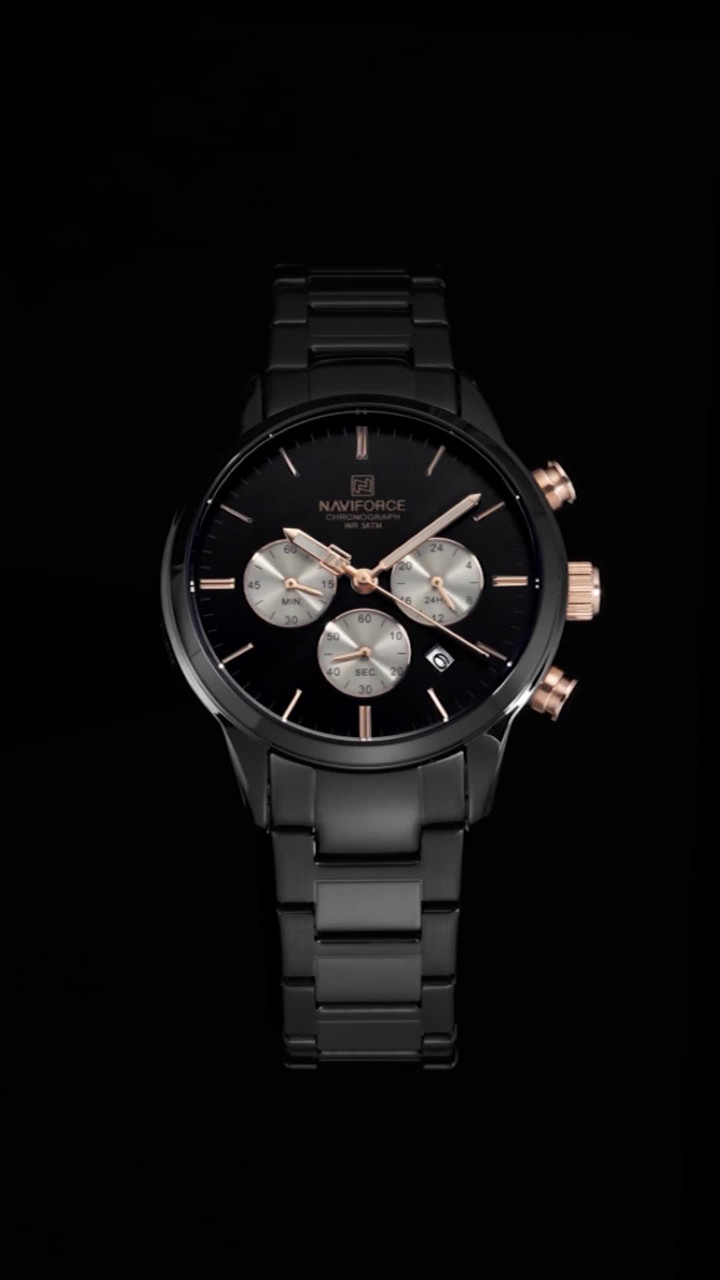 NAVIFORCE NF8076 Classic Black-Rosegold Multifunctional Date