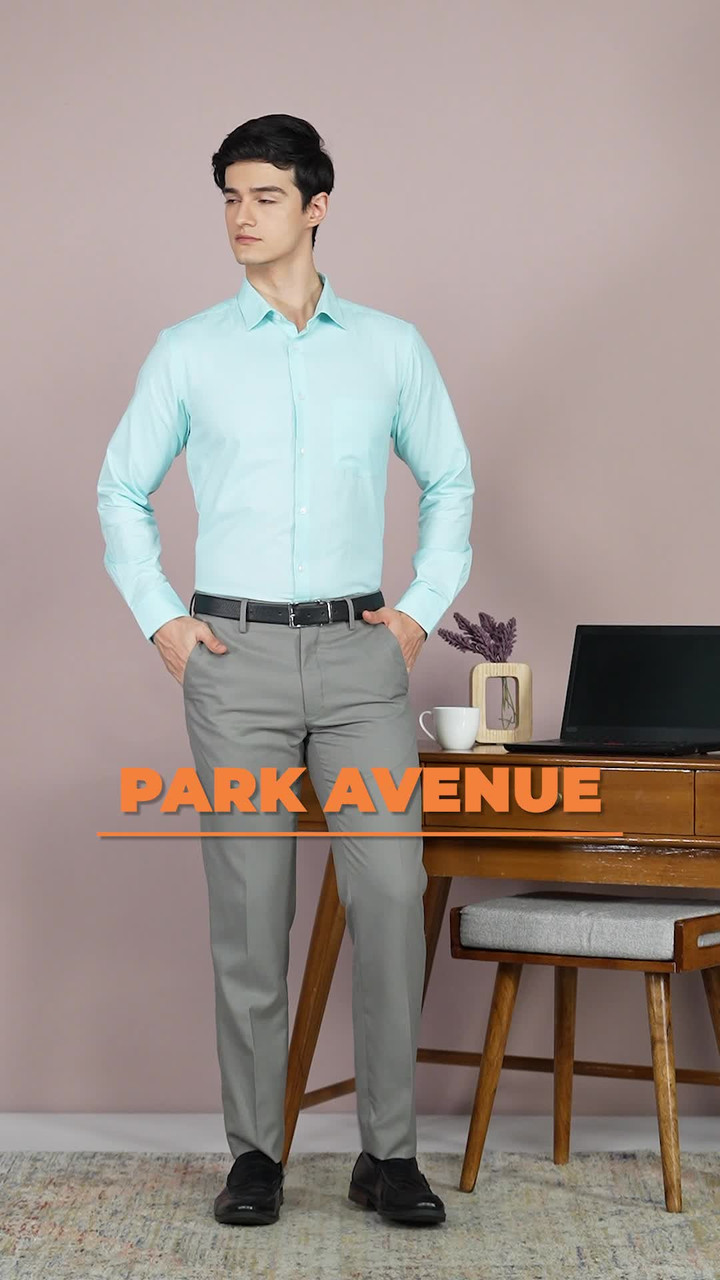 PARK AVENUE Men Solid Formal Blue Shirt - Buy PARK AVENUE Men