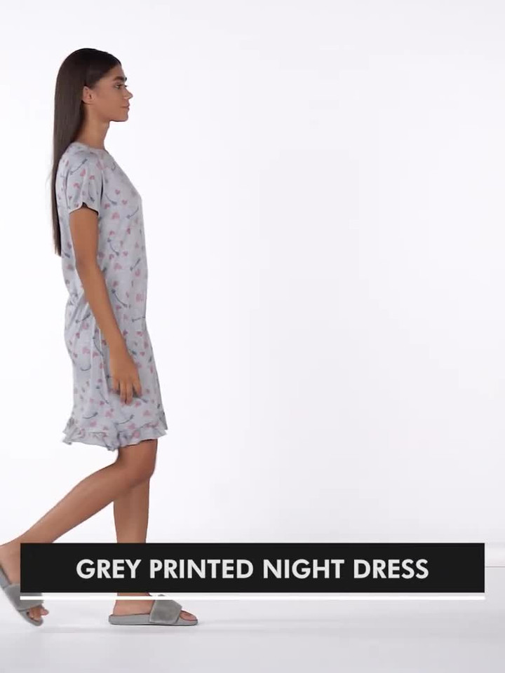 knee length dresses for ladies Jockey Women's Cotton A-Line Mini Night Dress (RX25_Blush Assorted  Prints_L)(color may vary) main image 0