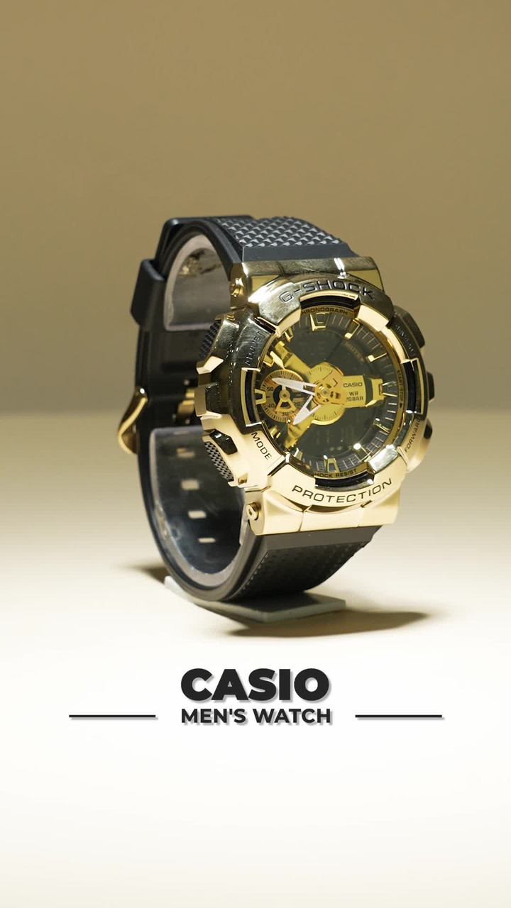 CASIO GM-110G-1A9DR G-SHOCK Gold Ip Dial Black Resin Strap Analog
