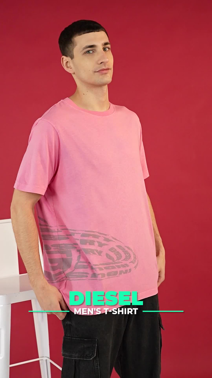 DIESEL Printed Men Round Neck Pink T-Shirt - Buy DIESEL Printed