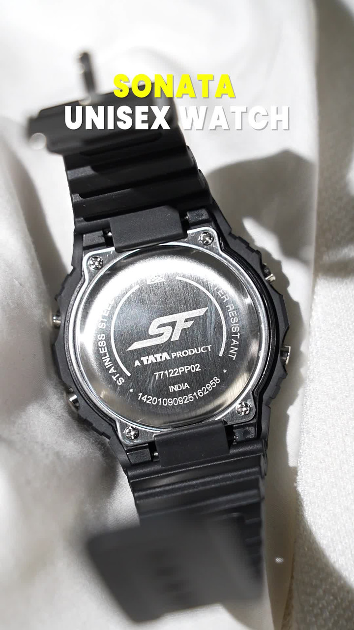 SONATA SF Hexa 1 SF Hexa Digital Black Polyurethane Strap Unisex