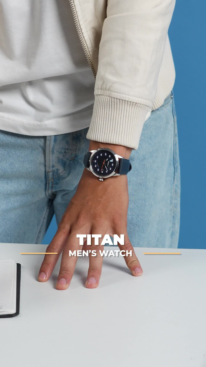 Titan Titan Octane With Date Black Dial Blue LeatherStrap Analog