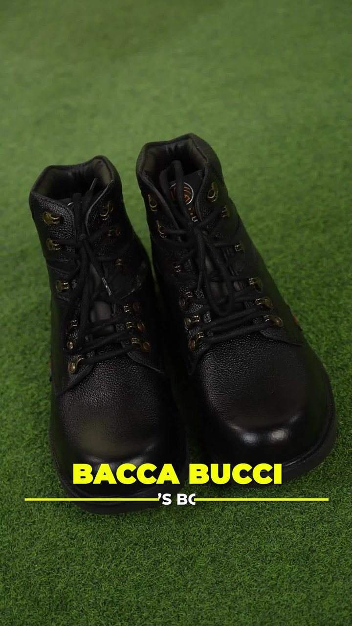 bacca bucci Mens 6 inches Steel Toe Cap Real Grain Leather Outdoor