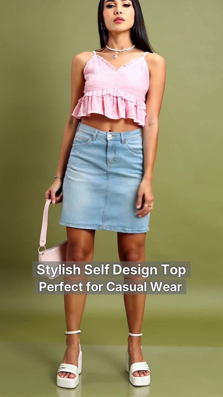 Tokyo Talkies Casual Self Design Women Pink Top - Buy Tokyo