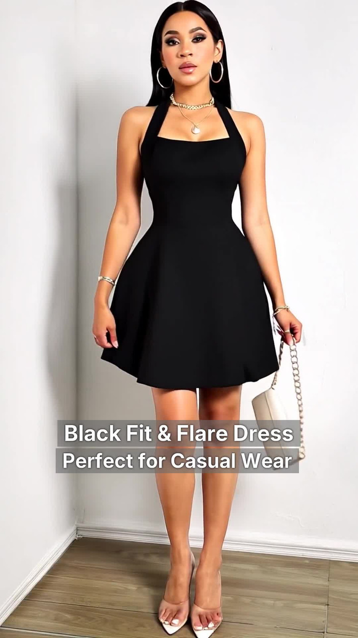 TIVANTE Women Fit and Flare Black Mini/Short Dress - Buy TIVANTE Women Fit  and Flare Black Mini/Short Dress Online at Best Prices in India